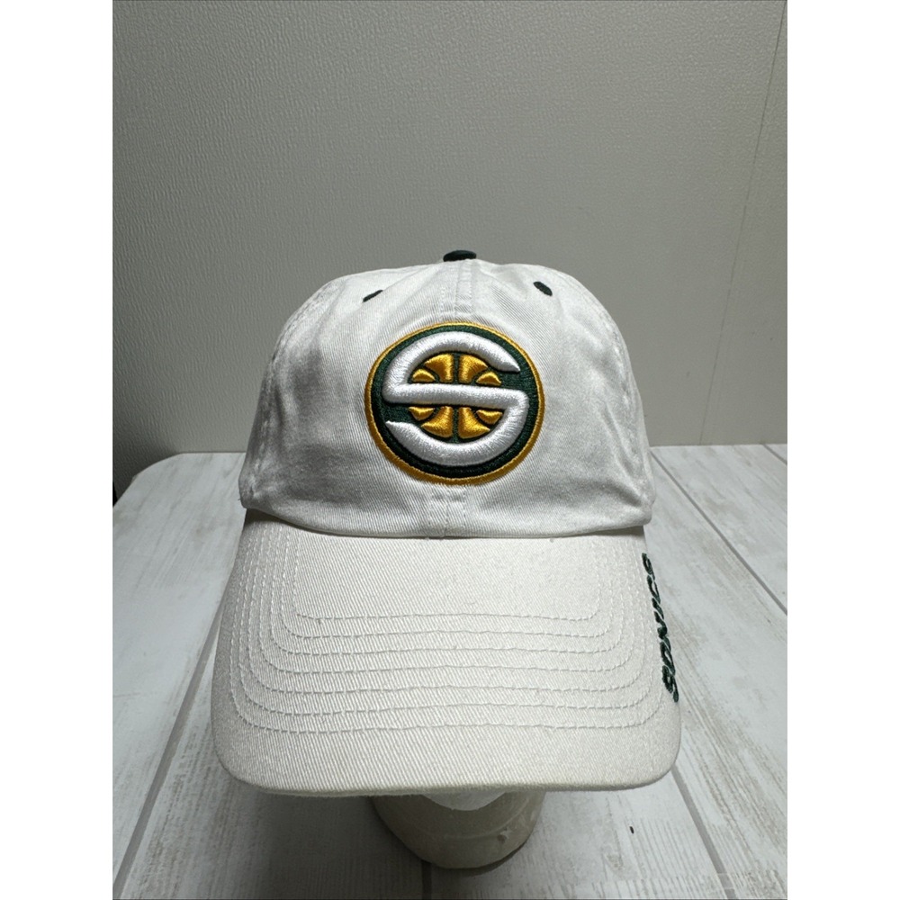 NOS Vintage Seattle Sonics Twins Enterprise Strapback adjustable Hat White Tags